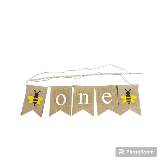 Burlap First Birthday Party Banner. Bumble Bee Theme. NWOT. - Picture 4 of 10